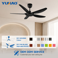Ventilateur de plafond silencieux BLDC 46/56 pouces sans lumière, avec pales ABS blanches/noires, pour salon, salle à manger, chambre à coucher – Fabrication OEM/ODM