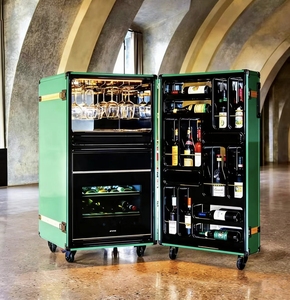 Italian Retro <b>Vintage</b> Rolling Luggage Design Premium Home Display & Storage for Luxury Villa High-end Designer Wine <b>Cabinet</b> Q Q - Product Image 1