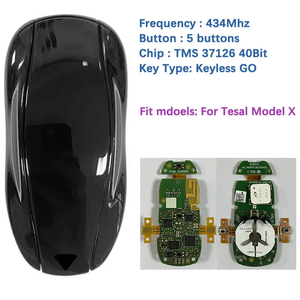 CN099002 Chiave Auto Originale Completa per Tesla Model X 2016-2021 434MHz Tiris TMS 37126 40Bit 2AEIM-1048699 Diagcode Programmabile - Product Image 1