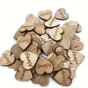 Carving, Decorative DIY Crafts Tung Wood Material, Heart-shaped Wooden with Wooden Chips Decoration Love Natural Europe PE Bag