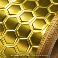 [Jaune Classique] Rouleau insonorisant à motif hexagonal large - Tapis anti-vibration en butyl de qualité supérieure - Couverture sans couture pour sol et fourgonnette