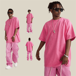 T-shirt à col rond surdimensionné de haute qualité pour hommes Logo personnalisé 100% coton tissu éponge délavé à l'acide - Product Image 5