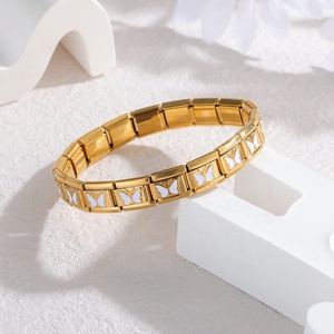 Butterfly Italian Chain Sweatproof Enamel Trendy Gold Plated Stainless Steel Fashion Cuff <b>Bracelets</b> <b>Bangles</b> for Women Wholesale - Product Image 5