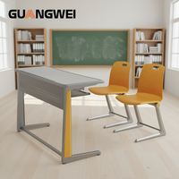 Meubles de classe GUANGWEI modernes de haute qualité en alliage d'aluminium, écologiques et durables, bureau double pour étudiants et chaises pour lycée