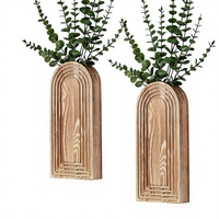 Set Vas Dinding Kayu Persegi Panjang - Dekorasi Dinding Gaya Modern Farmhouse Boho untuk Pintu Masuk, Lorong, Kamar Mandi, Ruang Tamu, Ruang Makan