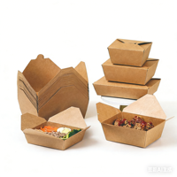 Boîte à lunch en papier kraft biodégradable personnalisée marron pour plats à emporter – Vente directe en gros par fournisseur chinois de premier plan