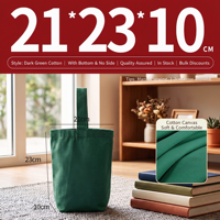 Sac fourre-tout en toile de coton écologique coloré 21x23x10cm avec poignée en ruban/corde et soufflet de fond, en stock pour les commandes en gros