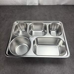 Vente en gros d'assiettes à dîner divisées en <span class=keywords><strong>acier</strong></span> inoxydable 304 au design moderne personnalisé avec couvercles en <span class=keywords><strong>acier</strong></span> inoxydable plateau alimentaire rectangulaire à quantité minimale de commande bas - Product Image 1