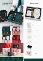 Ensemble cadeau chauffe-tasse en céramique personnalisé avec cuillère, ensemble de tasses chauffantes pour café avec couvercle, coffret cadeau pour bureau d'entreprise