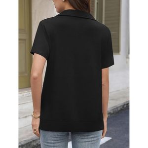เสื้อโปโลแขนสั้นผู้หญิง Fisoew คอวี ทรงหลวม ระบายอากาศได้ดี ผ้าถัก โพลีเอสเตอร์ 100% เสื้อลำลองสำหรับเล่นเทนนิส กอล์ฟ และธุรกิจ - Product Image 4