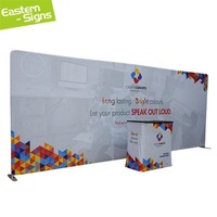 Toile de fond publicitaire portable en tissu tendu de 8 pieds ou 10 pieds, personnalisée avec logo et support