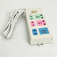 Stop Kontak Listrik Warna-warni Grosir Pabrik dengan 2 USB dan Saklar Ekstensi untuk Rumah, Kantor, dan Perjalanan