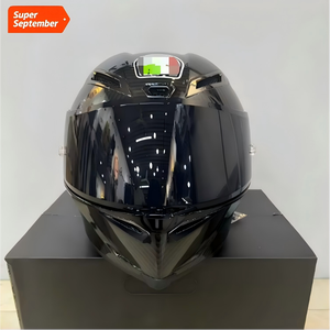 Nouveau casque intégral de moto noir brillant avec grande aile arrière - Coque de sécurité pour homme/<span class=keywords><strong>femme</strong></span> - Visière anti-buée - Résistant aux chocs - Tout usage - Product Image 1