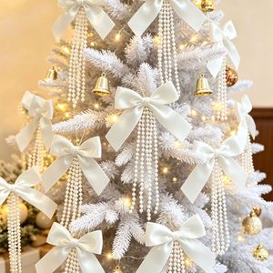 High Quality Pearl Flocked Bow <b>Wall</b> <b>Christmas</b> <b>Tree</b> Ornament Eco-Friendly Reusable DIY <b>Christmas</b> Decorations - Product Image 4