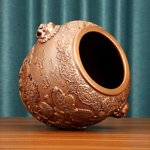 Jarrón de Bronce con Forma de Bola de León, Decoración Tradicional para Oficina u Hogar, Regalo de Inauguración, Material de Cobre, Pieza Única - Product Image 3