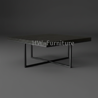 Table basse en bois massif de style européen Heywood, nouveau design, avec pieds en fer forgé, fabrication artisanale, meubles durables pour le salon