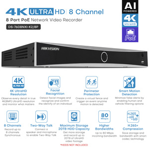 ชุดกล้องวงจรปิด Hikvision ของแท้ สำหรับภายนอกอาคาร แบบ NVR 8 16 24 32 ช่อง ความละเอียด 4MP 8MP 4K พร้อมไมโครโฟนในตัว กล้องโดมแบบมีสาย PoE IP - Product Image 3