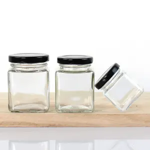 12 Unzen quadratisches Weithals-Einmach glas mit Deckel Glas/Lagerung Obst konserven Italienische Chili-Sauce Glasbehälter Glas