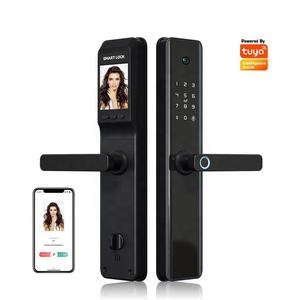 Cerradura de puerta inalámbrica inteligente con huella dactilar para hotel y tarjeta/cerradura de puerta digital para hotel con cámara Tuya Wifi o TTLock - Product Image 1