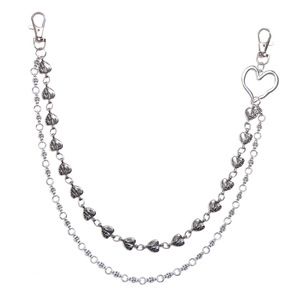 Heart Shape Metal Pants Chain Double Layer Handmade Tibetan <b>Silver</b> Waist Chain For Daily Wear Punk Style Unisex Denim Accessory - Product Image 5