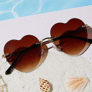 Custom Logo Fashion Retro Men Women Metal Legs Colorful Sun Glasses Rimless Heart Shaped <b>Sunglasses</b> for Lady - Product Image 3