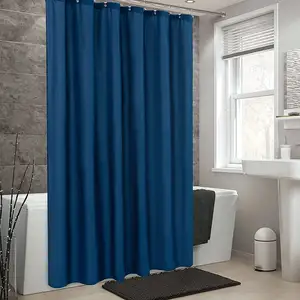Cortinas de baño de color liso de tela de poliéster grueso CF, cortina de ducha de colores sólidos impermeable