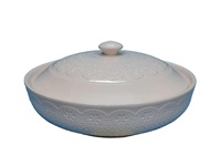 Bols à soupe en porcelaine blanche gaufrée avec couvercle, résistants à la chaleur, en céramique, pour la maison, la cuisine, ou comme cadeau