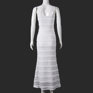 Elegante Abito Bianco in Pizzo Senza Spalline con Volant, Vestito Casual Chic per Donne - Product Image 5