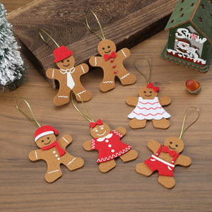 New cross-border Christmas tree ornaments, felt fabric cartoon <b>gingerbread</b> <b>man</b> ornaments, Christmas <b>decorations</b> set of 6. - Product Image 4