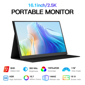 Новый портативный монитор 2025 года QHD LCD с USB Type-C, ультраширокий IPS 16,1 дюйма, ультратонкий, 100% sRGB, встроенный, для расширения экрана ноутбука - Product Image 2