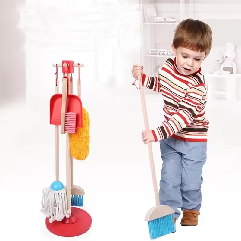 Brinquedo de cozinha de madeira para crianças, conjunto de brinquedos de limpeza para crianças de 3 anos ou mais, brinquedo de fantasia de venda imperdível
