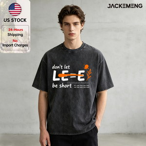 T-shirt Oversize in Cotone Lavato con Stampa 'Don't Let Life Be Short', Stile Retrò Streetwear, Abbigliamento Casual Quotidiano, Maglietta da Magazzino USA, Vendita all'Ingrosso - Product Image 1