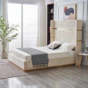 Cadre <span class=keywords><strong>de</strong></span> <span class=keywords><strong>lit</strong></span> <span class=keywords><strong>de</strong></span> luxe pour <span class=keywords><strong>lit</strong></span> double Tête <span class=keywords><strong>de</strong></span> <span class=keywords><strong>lit</strong></span> rembourrée très souple Design unique en <span class=keywords><strong>tissu</strong></span> pour chambres <span class=keywords><strong>de</strong></span> style élégant - Product Image 5