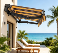 Auvent rétractable en alliage d'aluminium à double poutre - Télécommande - Pour les magasins, les restaurants, les espaces extérieurs - Protection contre les UV, imperméable, facile à utiliser