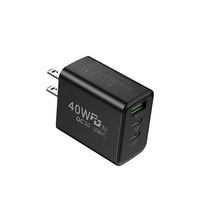 Adaptateur de charge de type C pour USB-C intelligent 40W Super Fast Dual PD Mobile Phone Charger Portable Travel Wall Adapter Camera Power Supply