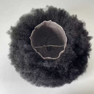 Perruque Afro Wave 12x14 pouces 4mm, Système capillaire complet en dentelle <span class=keywords><strong>pour</strong></span> hommes noirs, <span class=keywords><strong>Cheveux</strong></span> humains indiens véritables - Product Image 2