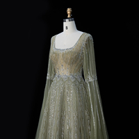 Robe de soirée de luxe Sharon Said SS065 pour femme, col carré, manches courtes, tenue de cérémonie musulmane, robe de mariée