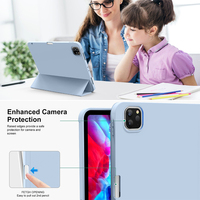 Étui antichoc Ksentry en TPU souple et cuir PU, transparent, anti-rayures, sensation peau de bébé, avec support triple et fonction veille/réveil automatique, pour Pencil
