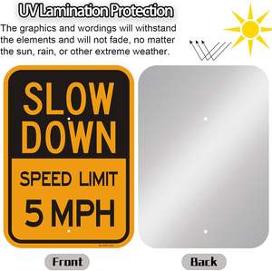 Segnale di limite di velocità realizzato in alluminio resistente alla ruggine, resistente allo sbiadimento, resistente al sole e resistente, adatto per strade e strisce pedonali - Product Image 4