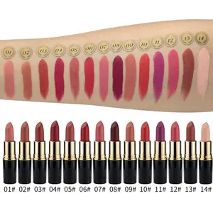 Cosméticos Atacado Batom Moda Popular Veludo Vermelho Escuro Personalizado Gold Glitter Liquid 14 Color Matte Lipstick