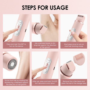 Vente en gros USB rechargeable double tête rasoir automatique dames aisselles visage lèvres jambes mains tondeuse mini femmes épilateur - Product Image 6