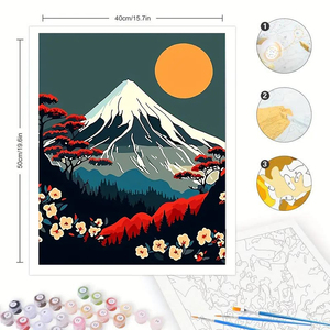 Peinture par numéros pour adultes débutants bricolage Kit de peinture acrylique mont Fuji et paysage <span class=keywords><strong>floral</strong></span> toile <span class=keywords><strong>Art</strong></span> pour la décoration de la chambre à la maison - Product Image 3