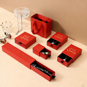 Custom Logo Luxury Eco-friendly Square Drawer Paper Gift Packaging Handmade Simple Style Slider Jewelry <b>Box</b> Premium Jewellery - Product Image 1