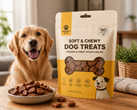 Sachet Doypack personnalisé avec logo imprimé pour l'emballage d'aliments pour chiens, avec fenêtre en forme d'os pour les friandises pour animaux de compagnie