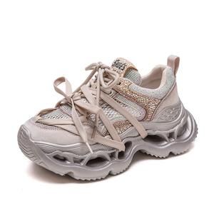 Chaussures en maille respirante de style nouveau avec détails scintillants, chaussures de basket tendance et accrocheuses avec talons plateforme, chaussures pour femmes - Product Image 1