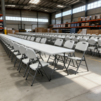 Table de pique-nique pliable en deux de 72 pouces résistante aux rayures, en plastique robuste résistant aux intempéries pour le camping