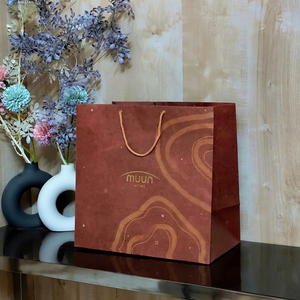 Home Luxury Paper <b>Bag</b> With Gold Stamp Pattern Cotton Rope Handle Recyclable Gusseted Side <b>Gift</b> Packaging - Product Image 1