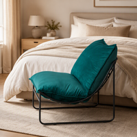 Fauteuil de détente en velours de style nordique avec structure en fer thermolaqué, canapé une place pour appartement studio
