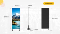 Pantalla LED Inteligente Serie G-T4 para Interiores, 750x2000mm, Pantalla Vertical Móvil de Alta Gama, P1.25/1.56/1.9/2.5/2.6/2.9/3.9mm, IPX3