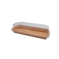 Emballage à emporter en papier kraft recyclable pour sandwich/sushi/sashimi/croustilles/sucre, avec couvercle brillant laminé et gaufrage moderne